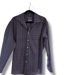 Michael Kors Blue and Gray Casual Button Down Shirt